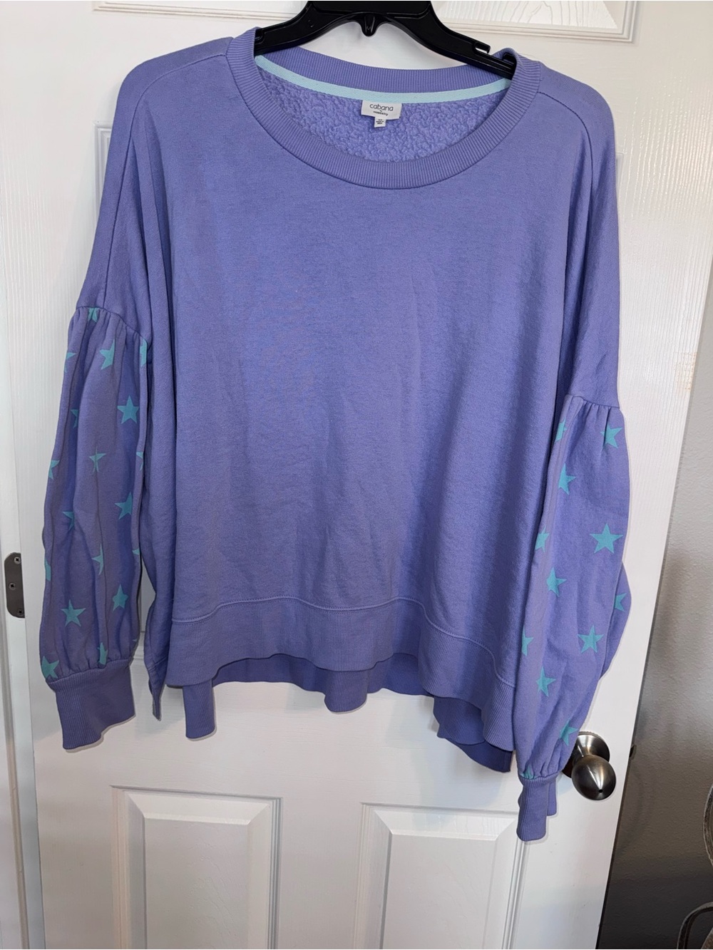 Cabana Life Lavender Pullover with Mint Star Sleeves
